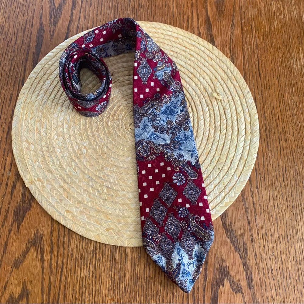 Christian Dior Rare Unique Canada Made Men Vintage Parsley Prints Neck Dress Tie
